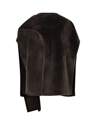 India Rulams Cape, Dark Brown Straight Suede